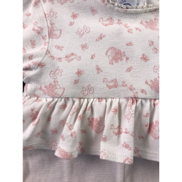 Vintage Petit Bateau Romper Duck Flowers Bodysuit Baby Girl 6 Months White Pink - Picture 4 of 13